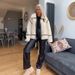 Women's Faux Shearling Bomber Jacket With Cozy Fleece Lining, Stylish Zip-Up Winter Coat For Casual & Streetwear, Lightweight & Warm_voghion.com