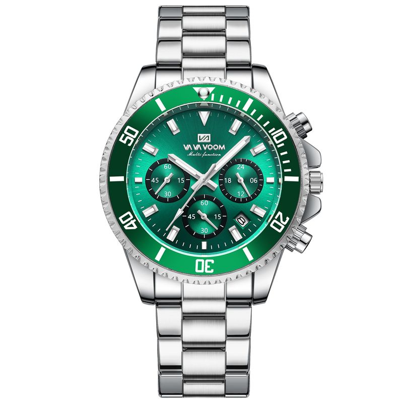 VAVAVOOM Brand New Multi Function Chronograph Three Eye Quartz Watch Waterproof Luminous Green Water Ghost Men's Watch_voghion.com