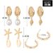 Summer Beach Style Shell Irregular Bow Pearl Conch Starfish Earrings Set Of 4 Pairs_voghion.com