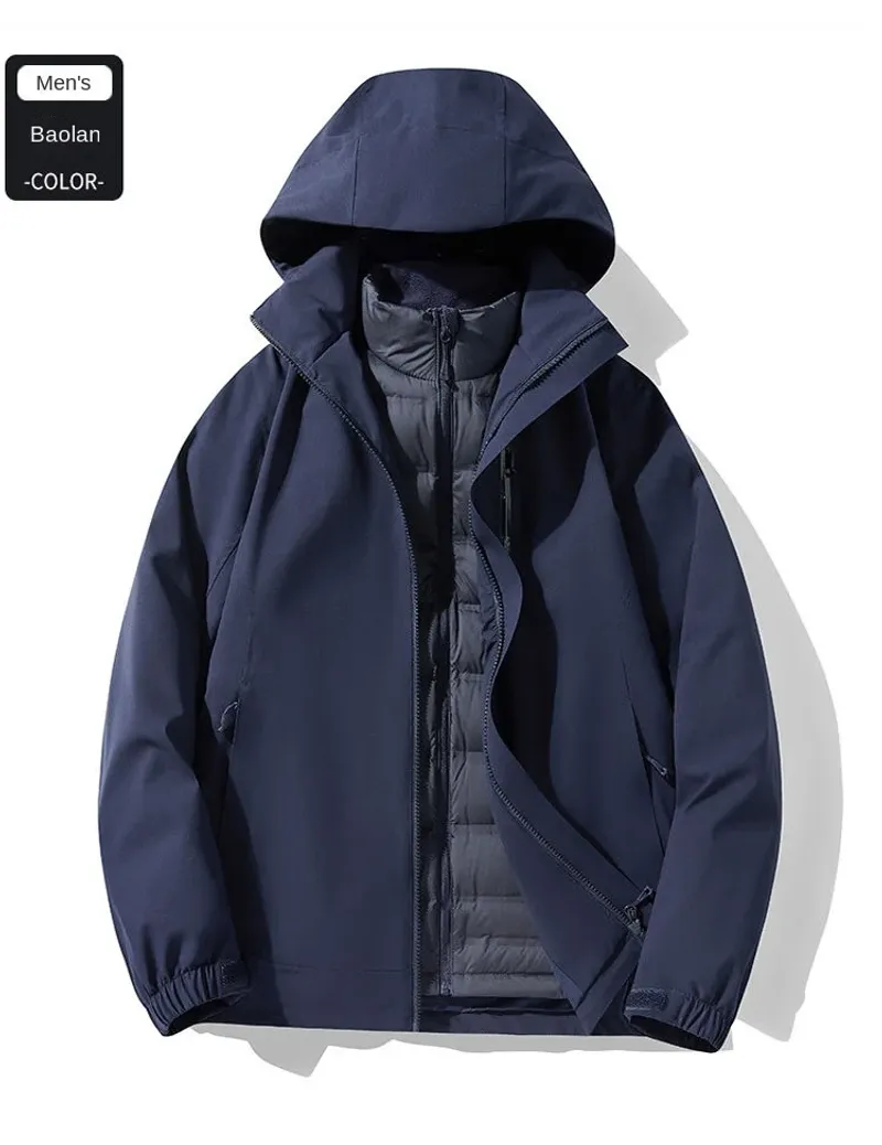 War wolf family rushing jacket men and women waterproof windproof three-in-one removable lightweight down liner warm jacket men_voghion.com