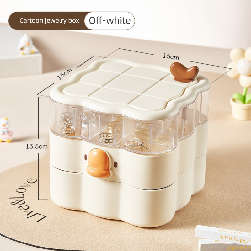 Rotating Jewelry Box, Exquisite Hair Accessory Storage, Large-capacity Dustproof Case. For Rings, Necklaces, Earrings. Cute Organizer._voghion.com