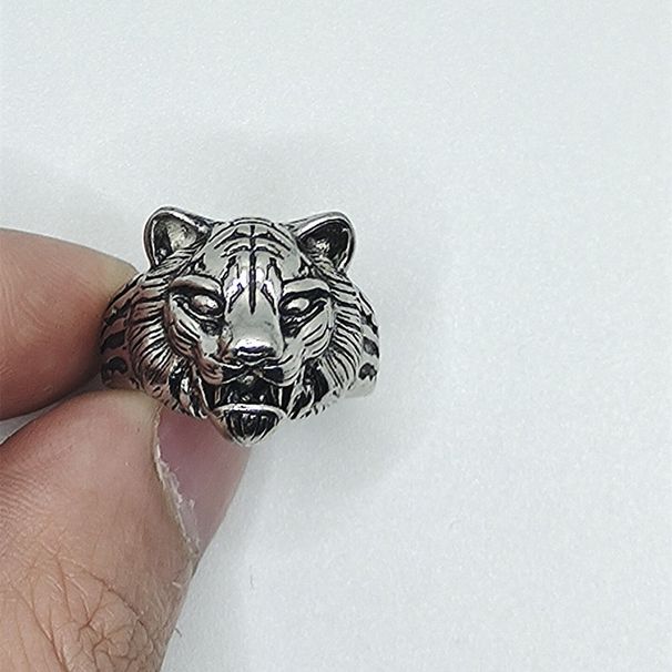 Personnalité de la mode Benmingnian Zodiac dominant polyvalent pour hommes et femmes, bague ouverte à tête de tigre pour index_voghion.com