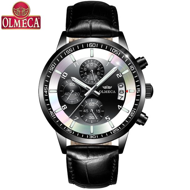 OLMECA Multifunctional Three Eye Six Pin Butterfly Buckle Men's Watch Waterproof Sports Luminous Quartz Non Mechanical Watch_voghion.com