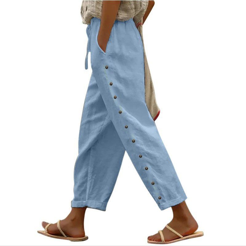 Muslim New Women's Pants Elastic Waist Loose Versatile Casual Nine Point Trousers_voghion.com