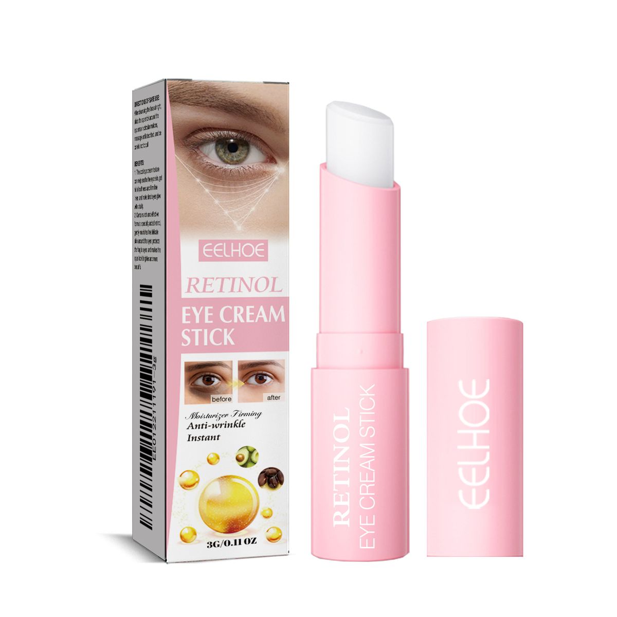 EELHOE Retinol Eye Cream Stick Improves Fine Lines, Crow's Feet, Dark Circles Under Eyes, Moisturizes And Tightens Skin_voghion.com