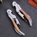 Olive Wood Seahorse Multi-Functional Knife Red Wine Opener Leather Set_voghion.com
