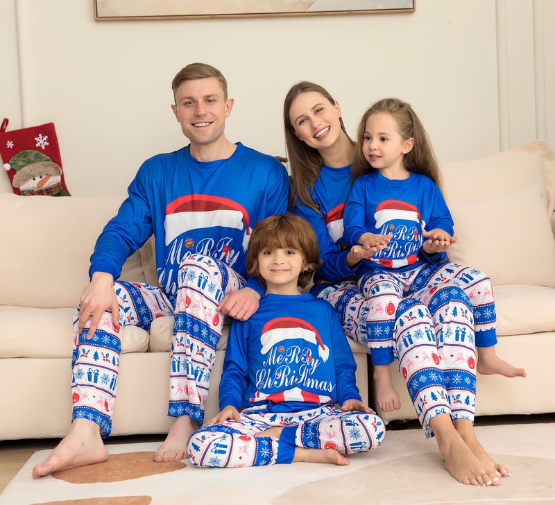 Costum de familie de Crăciun, costum de casă cu imprimeu cu dungi, costum de pijama, costum de familie cu pălărie de Crăciun_voghion.com
