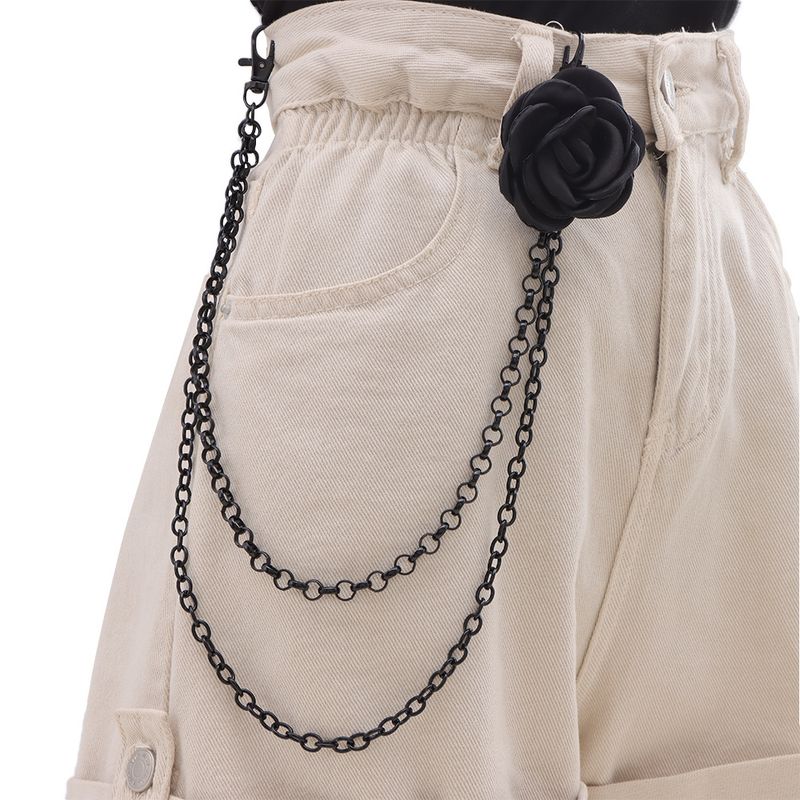 Neues High-End-Kleid mit Nischen-Kamelien-Taille für Damen, Jeans-Accessoires, einfache und vielseitige Hosenkette_voghion.com