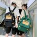 Canvas backpack large capacity travel computer men's backpack couple collegiate style female high school college student school bag_voghion.com