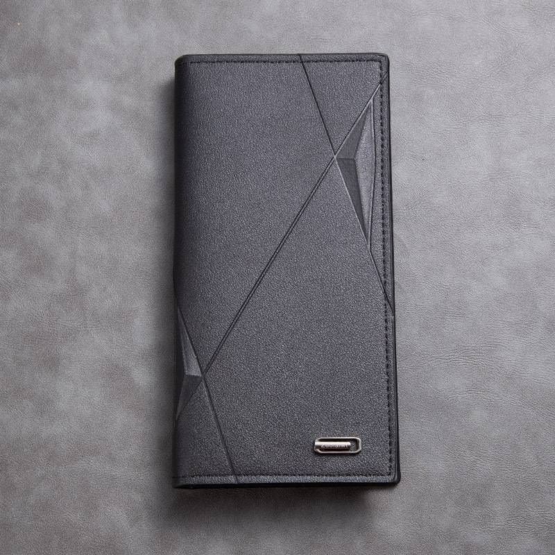 Men's Slim Leather Wallet - Youthful Long Wallet with Large Capacity, Multiple Card Slots, Stylish Business Design for Modern Professionals_voghion.com