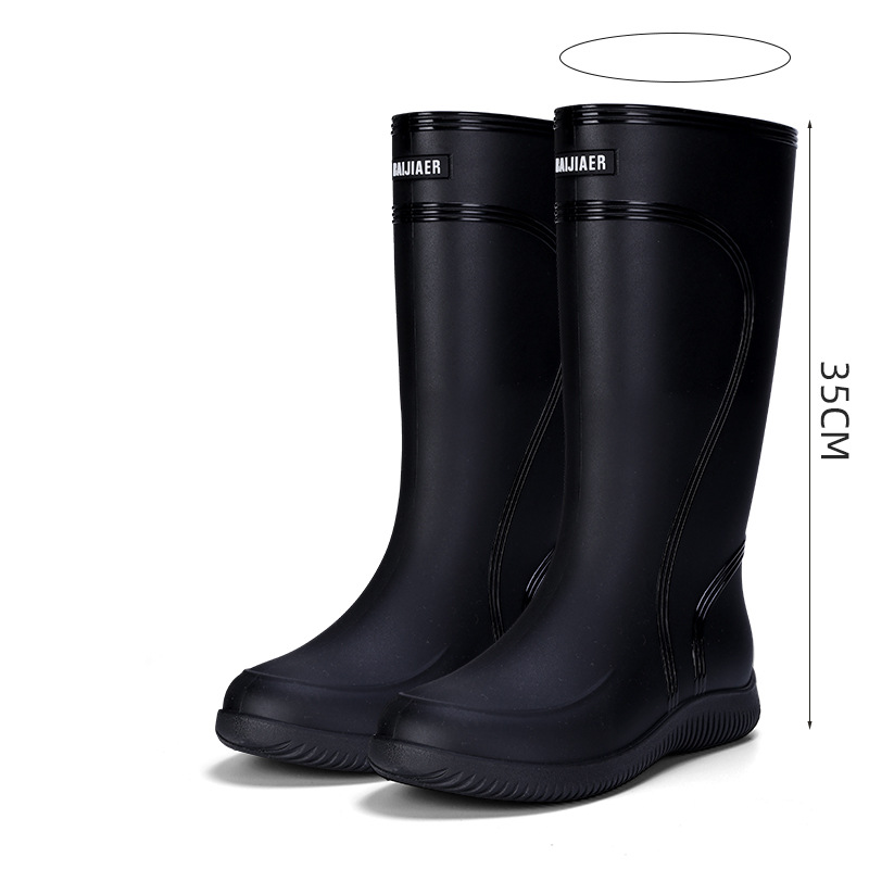 Men's Shoes High end rain boots for men, closed end rainproof and waterproof shoes, high top non slip rain boots, drawstring work shoes_voghion.com
