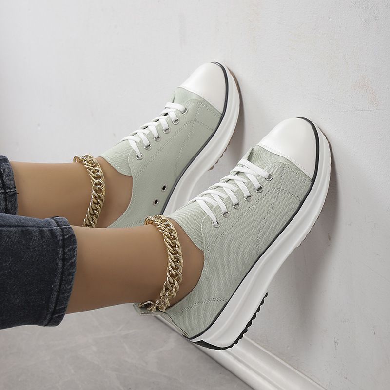Women'S Casual Canvas Shoes Sneakers Fashion Platform Low-Top Women Single Shoes Thick-Soled Candy Flats Female Canvas Shoes S001_voghion.com