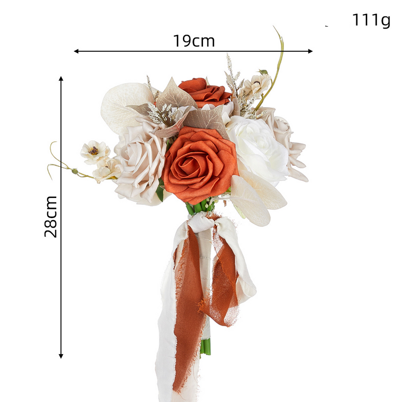 Home Garden Wedding Bride Bridesmaid Bouquet Outdoor Wedding Photo Props Bohemian Style Orange Bouquet_voghion.com