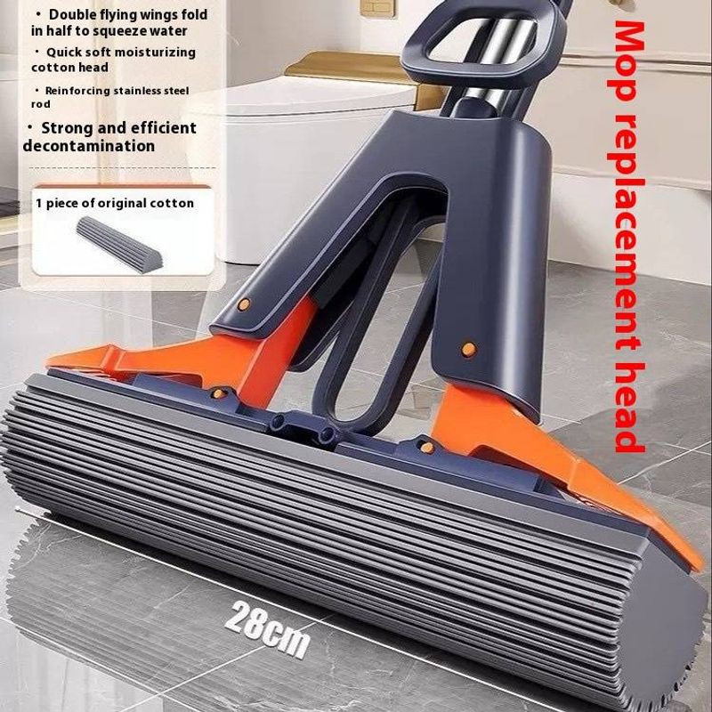 Sponge Mop - Nuovo pulitore per pavimenti pieghevole auto-strizzante con testina in gomma assorbente (non necessita di lavaggio a mano)_voghion.com