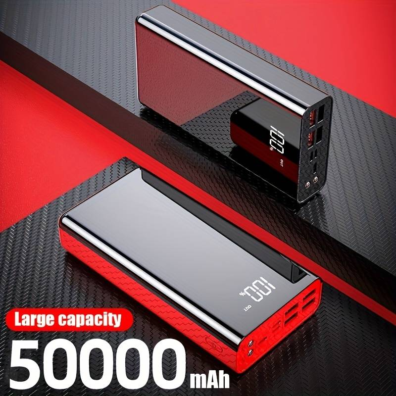 50000mAh High-capacity Fast Charging Mobile Power Bank, Equipped With Lighting/LED Display Screen, 4 USB+Type-C Interfaces, Emergency Backup_voghion.com