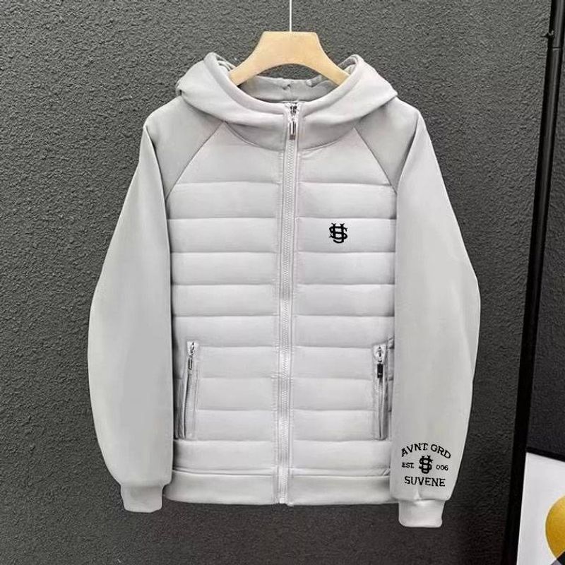 Men's Streetwear Hooded Puffer Jacket - Paris Letter Print | Lightweight Quilted Coat_voghion.com
