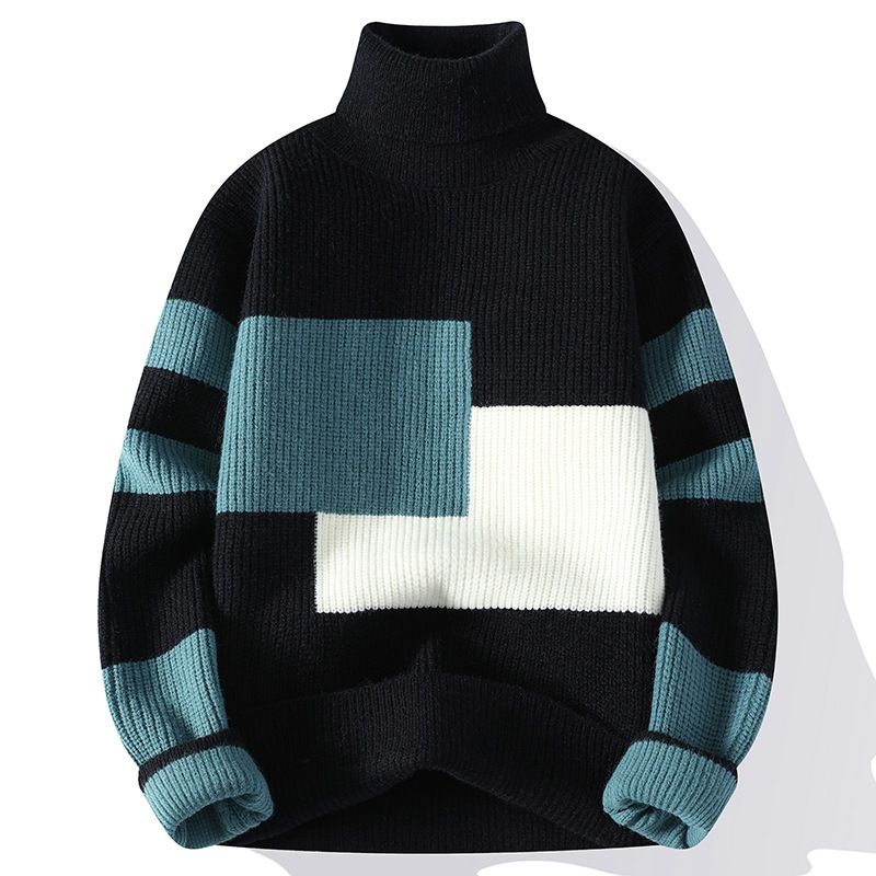 Maglione spesso a collo alto da uomo in stile coreano, alla moda, autunno/inverno 2025, nuovo arrivo, maglia distintiva da indossare come strato di base_voghion.com