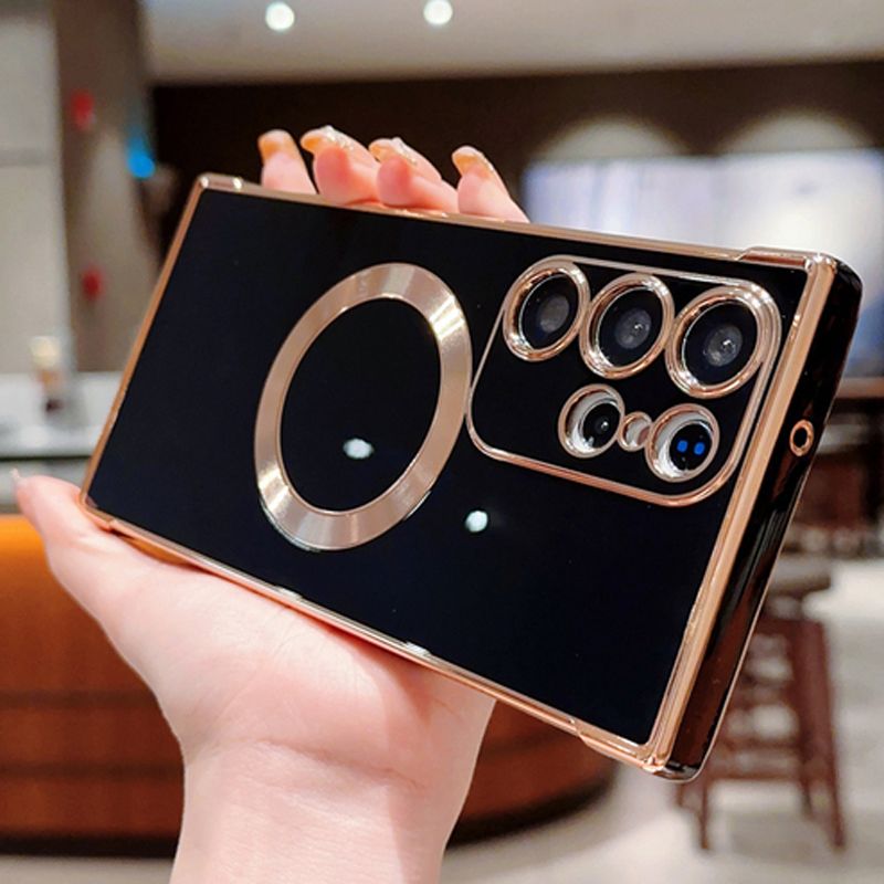 Plating Silicone For Magsafe Case For Samsung Galaxy S23 Ultra S22 Plus S21 S20FE S21FE S 23 Magnetic Soft Full Protective Cover_voghion.com