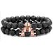 Spartan Zircon Helmet Crown Set Bracelet Cross Volcanic Stone Bracelet_voghion.com