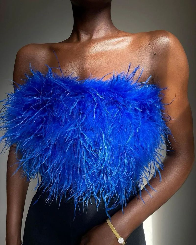 Women's Clothing Spring And Summer Fashion Fluffy Multi Color Furry Tube Tops_voghion.com