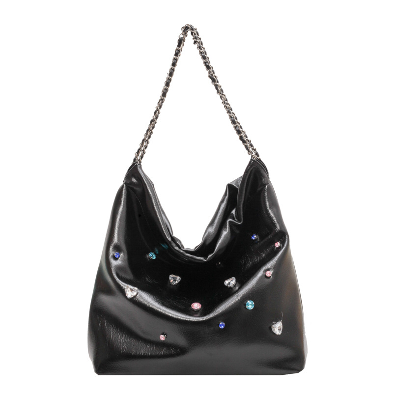 Borsa a tracolla singola a catena Borsa da donna 2023 Nuova borsa a tracolla singola all-match popolare piena di diamanti Borsa a secchiello con senso di fascia alta_voghion.com