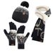 Fashion Winter Knitted Women's Jacquard Thickened Imitation Mink Scarf, Hat And Gloves Three-piece Set_voghion.com