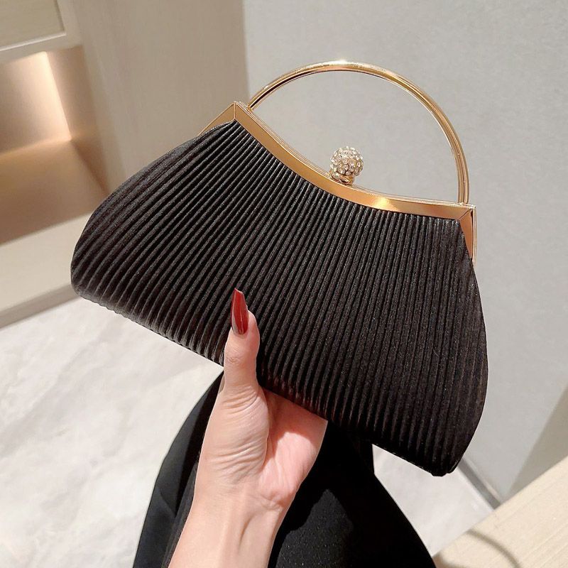 Pleated Evening Handbag Women Top Handle Glitter Day Clutch Ladies Wedding Dinner Dressed Clip Bag Diamond Party Wallet_voghion.com