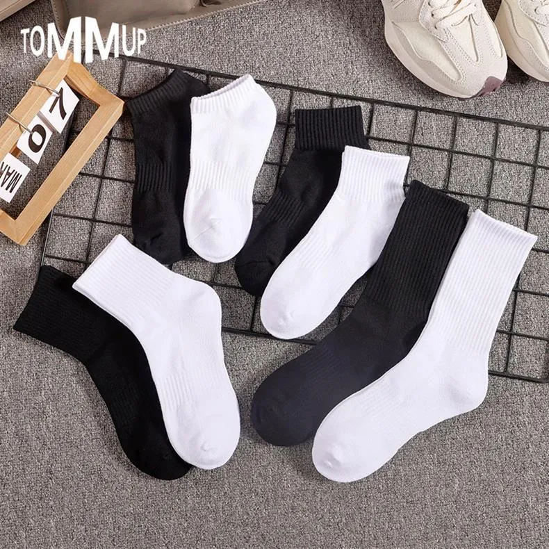 Thickened Men's And Women's Towel Bottom White Socks Sports Socks Terry Waist Pure White And Black Running Socks Pure Cotton Basketball Socks_voghion.com