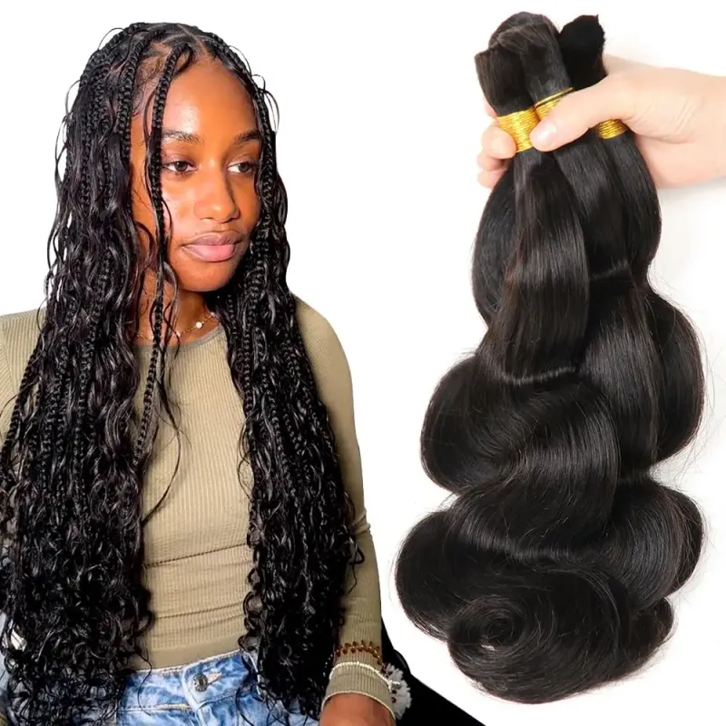 Natuurlijke zwarte menselijke haarbundels voor het vlechten van bodywave menselijk haar vlechten Braziliaanse haarextensies_voghion.com