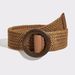 Damengürtel PP-Stroh gewebt elastischer runder Holzschnallengürtel Damen Sommergürtel mit Kleid_voghion.com