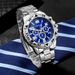 Blue Light Men's Business Steel Band Quartz Multi-Function Digital Scale Three-Eye Watch Hollow_voghion.com