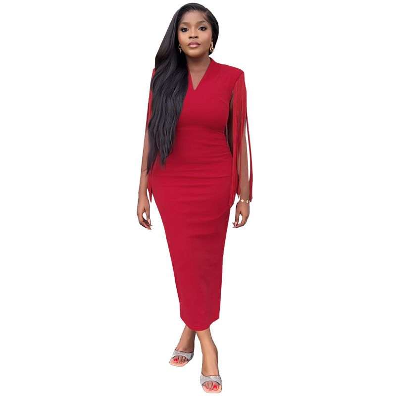 Damen-Bleistiftkleid mit schmaler Passform, romantisches Sue-Bleistiftkleid mit Schal-Temperament und Design-Sense für Damen_voghion.com