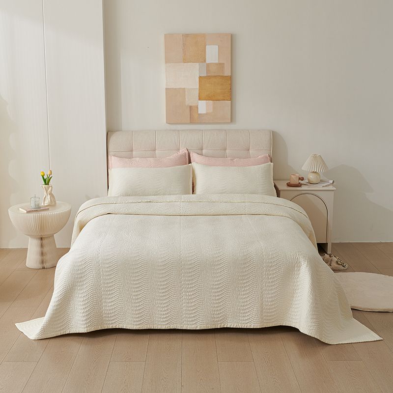 ​3-Piece Solid Color Modal Bedspread Set - Luxury Embroidered Quilted Cover With Cotton Filling (All-Season & Tatami Style)​_voghion.com
