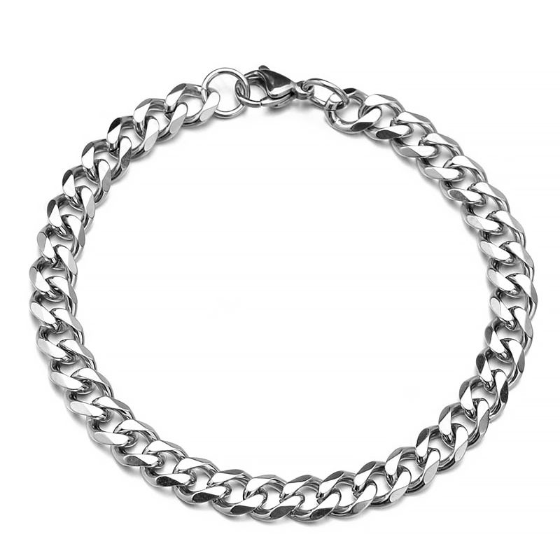 Fashion Stainless Steel Men Curb Cuban Chain Women Bracelet On For Couple Unisex Wrist Hand Jewelry Gift Party_voghion.com