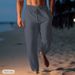 Men's Cotton Linen Pants Summer Casual Beach Drawstring Elastic Waist Straight Leg Breathable Comfortable Trousers_voghion.com