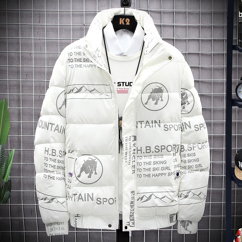 Herren-Winterjacke mit dickem, warmem Futter, Stehkragen, lässiger, stylischer Mantel für Jugendliche (weiß/schwarz) – Größen M bis XXXL_voghion.com