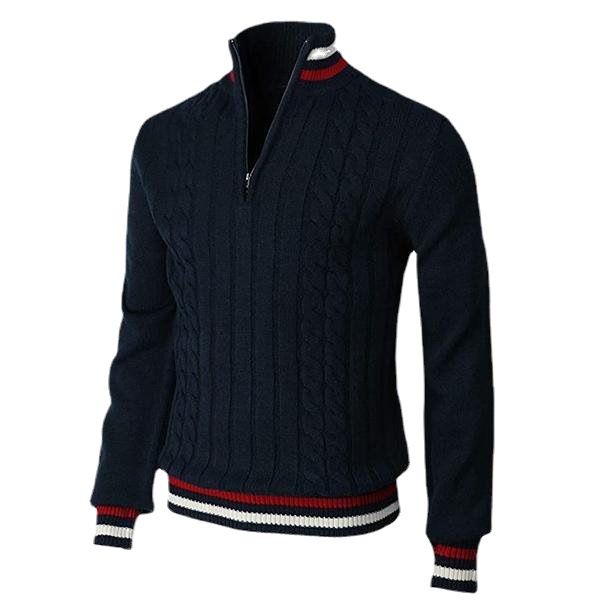 Men's Clothing New Spring And Autumn Supply Style Color Matching Zipper High Collar Men's Sweater_voghion.com