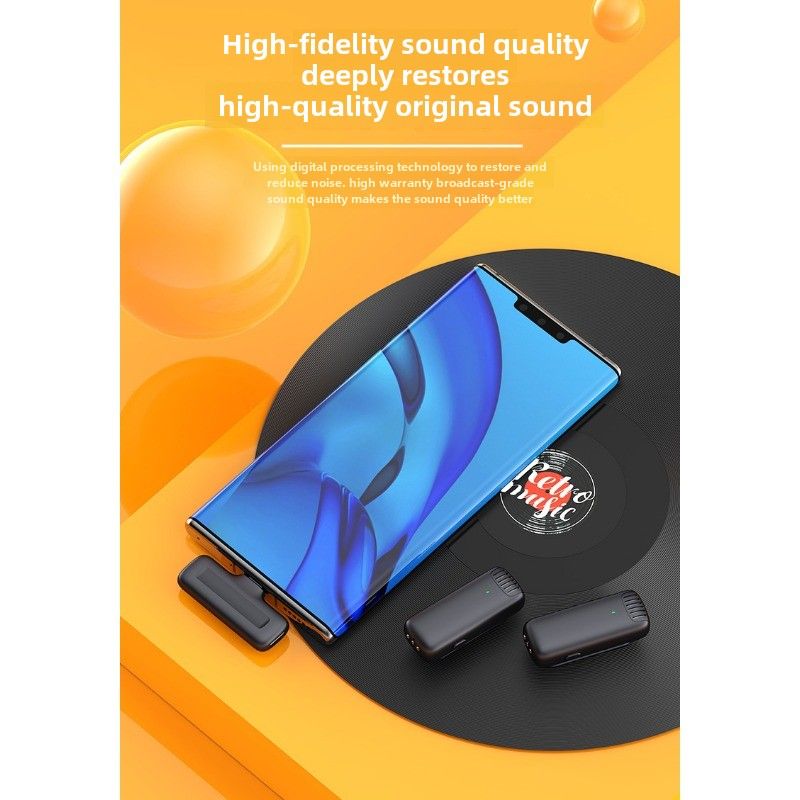 Wireless collar microphone J13 one for two with charging compartment, live broadcast radio recording noise reduction_voghion.com