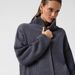 Women's Chunky Knit Zip-Up Cardigan - Oversized Fall Sweater With Half Neck & Drop Shoulder Sleeves (Champagne, Navy, Charcoal)_voghion.com