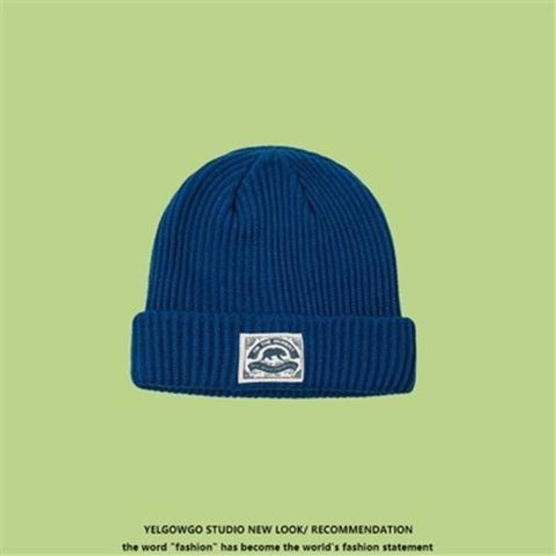 Knitted hat female Korean version Instagram Japanese face patch cloth hat autumn and winter warm woolen hats_voghion.com