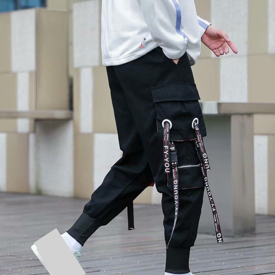 Men's Clothing Spring And Autumn Hip Hop Overalls For Men Trendy Cuffs With Multiple Pockets Loose Student All Match Harem Pants_voghion.com