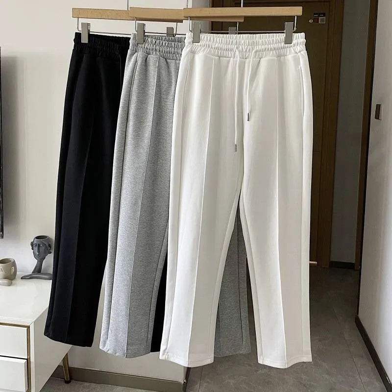 Vêtements pour hommes Pantalons de sport droits Pantalons décontractés blancs pour hommes Pantalons à jambes larges Pantalons de survêtement pour printemps et automne_voghion.com