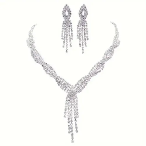 4 Teile/satz Licht Luxus Abend Clutch Tasche Mit Braut Strass Quaste Halskette Ohrringe Armband Schmuck Set_voghion.com
