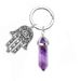 Natural Stone Crystal Bullet Hexagonal Column Keychain Fatima Evil Eye Palm Keychain_voghion.com
