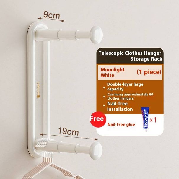 Multi-Purpose Wall-Mounted Hanger Organizer – Expandable No-Drill Storage For Clothes, Towels & Accessories, Space-Saving ABS Rack_voghion.com