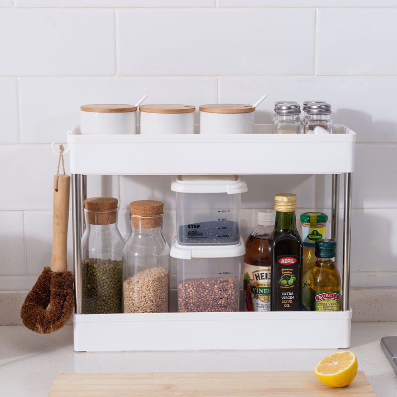 Two-Tier Under Sink Organizer And Storage - Cabinet For Cleaning Supplies And Bathroom Essentials - Large And Medium Sizes Available_voghion.com