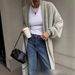 Women's Long Cardigan With Belt Cozy Oversized Knit Sweater V-Neck Open Front Duster Coat Fall Winter Fashion_voghion.com