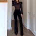 Women's Clothing New Gold Velvet Stitching Long Sleeved Jumpsuit Ins Casual Party Women's Trousers_voghion.com