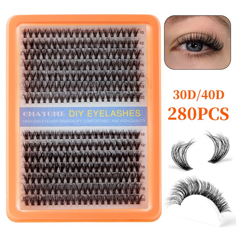 Individual Cluster Fluffy False Eyelashes, Natural Thick Curl 10-20mm, Segmented Lash Extensions_voghion.com