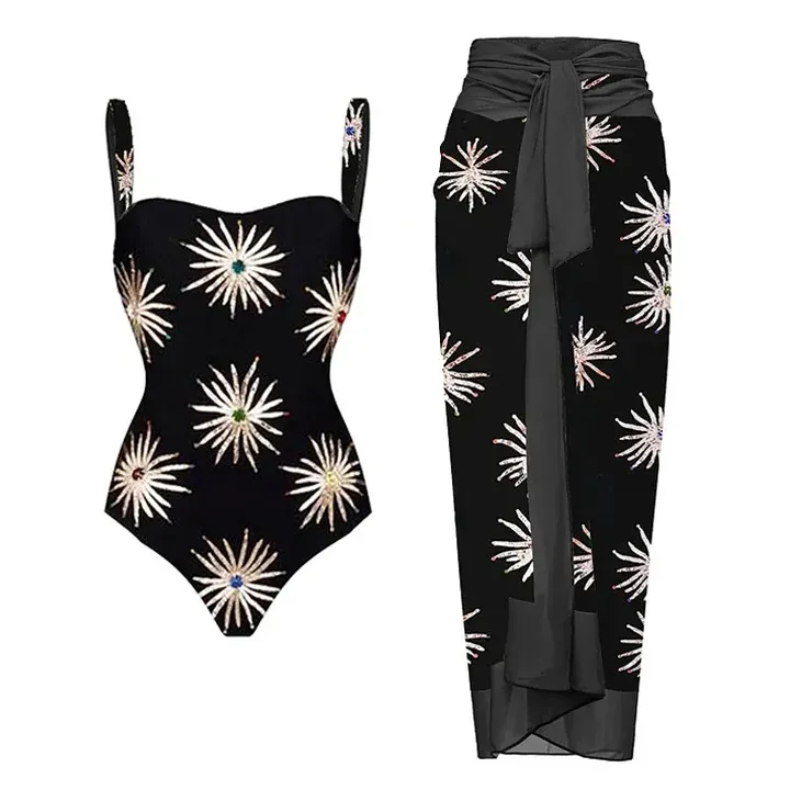 Maillot de bain une pièce à paillettes tournesol pour femme_voghion.com
